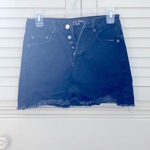 Distressed jean skirt